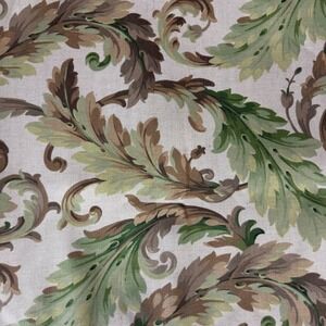 Schumacher Leaf Arabesque Fabric Screen Print Green Brown New 282 in / 7 3/4 yds